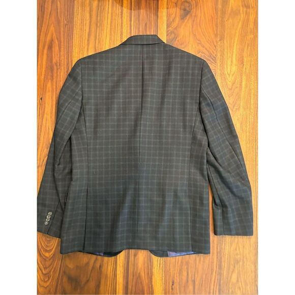 Ted Baker Men's Black Purple Windowpane Notch Lapel Long Sleeve Sport Coat Sz 42 - Picture 8 of 8